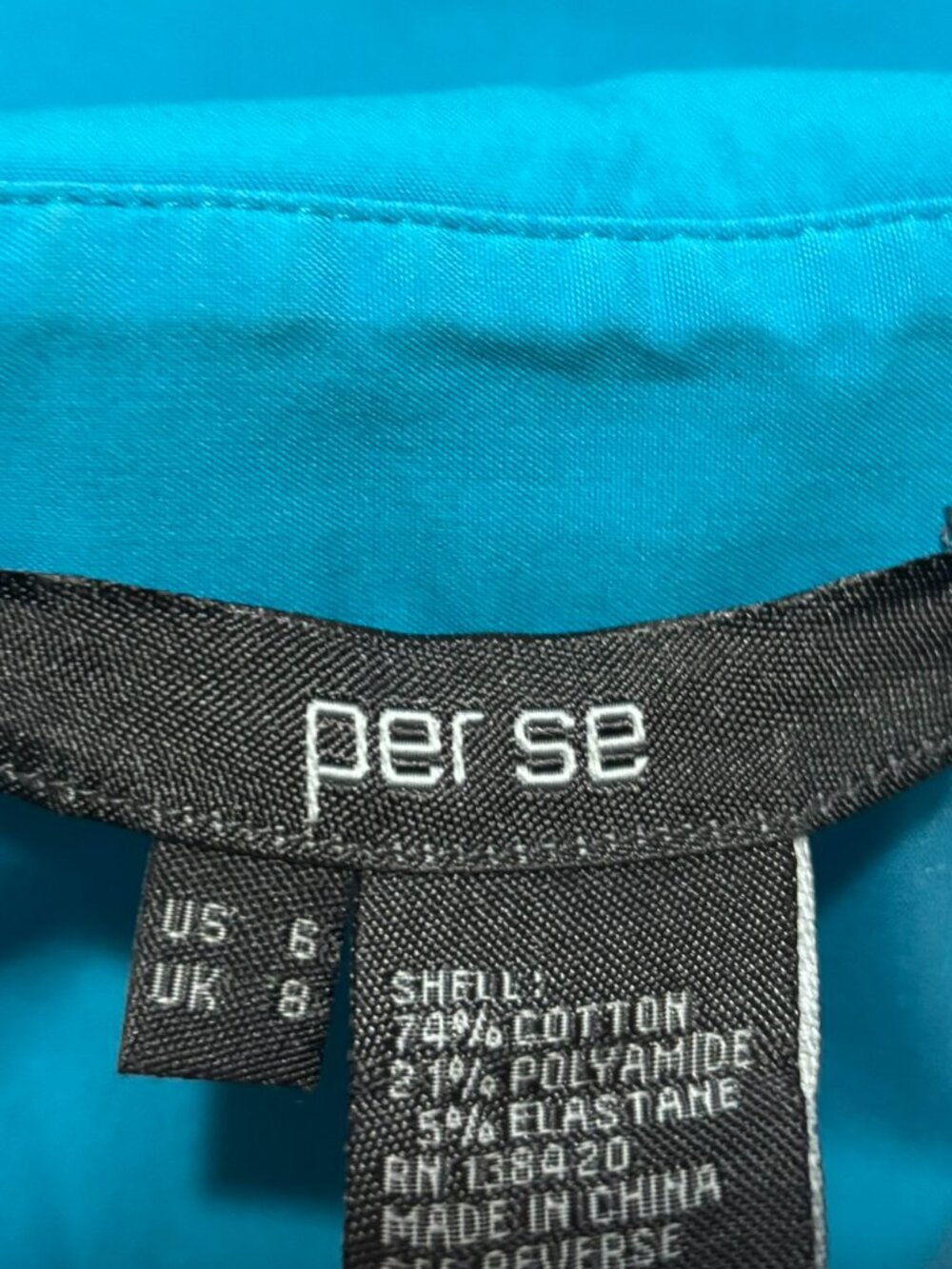 Per Se Turquoise Blue Stretch Button Down Shirt Size 6 - Picture 4 of 4